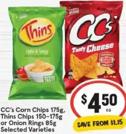 IGA CC's Corn Chips Thins Chips or Onion Rings offer