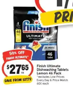 IGA Finish Ultimate Dishwashing Tablets Lemon offer