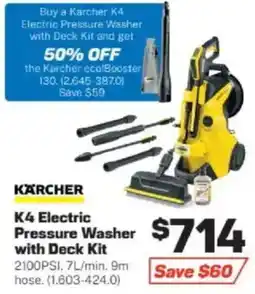Repco Karcher k4 electric pressure washer with deck kit offer