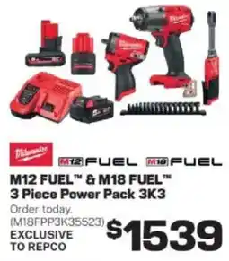 Repco M12 fuel m18 fuel m12 fuel & m18 fuel 3 piece power pack 3k3 offer