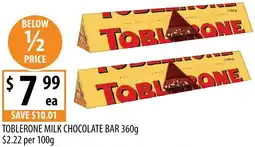 Supabarn Toblerone milk chocolate bar offer