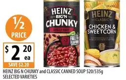 Supabarn Heinz big n chunky and classic canned soup offer