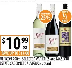 Supabarn Nericon selected varieties and massoni estate cabernet sauvignon offer