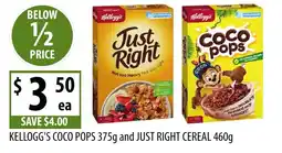 Supabarn Kellogg's coco pops and just right cereal offer