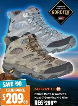 Anaconda Merrell Men's & Women's Moab 3 Gore-Tex Mid Hiker offer