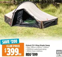 Anaconda Oztent CS-1 King Single Swag offer