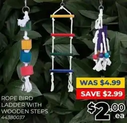 Rope bird ladder with wooden steps
