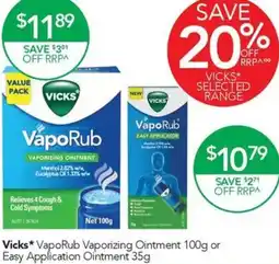 Terry White Vicks VapoRub Vaporizing Ointment or Easy Application Ointment offer