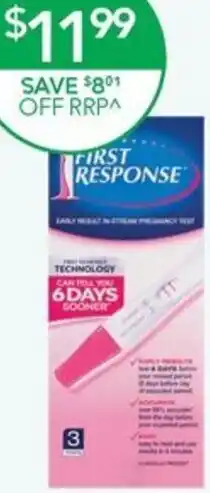 Terry White First Response Pregnancy Early Result Test In-Stream offer