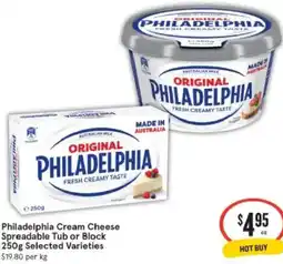 Philadelphia Cream Cheese Spreadable Tub or Block