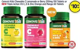 Star Discount Chemist Cenovis Kids Chewable C Lemonade or Berry or NEW Triple Action Vit C, D & Zinc Orange and Mango offer