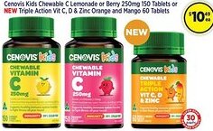 Star Discount Chemist Cenovis Kids Chewable C Lemonade or Berry or NEW Triple Action Vit C, D & Zinc Orange and Mango offer