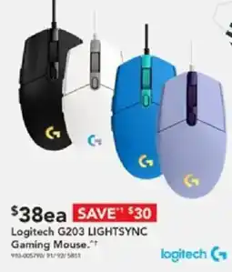 Harvey Norman Logitech g203 lightsync gaming mouse offer