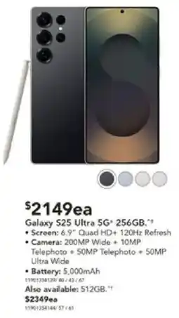 Harvey Norman Galaxy S25 Ultra 5G 256GB offer