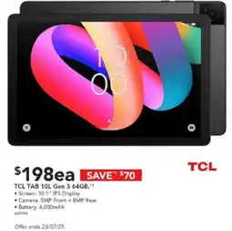 Harvey Norman TCL TAB 10L Gen 3 64GB offer