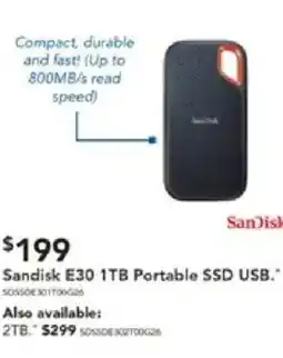 Harvey Norman Sandisk E30 1TB Portable SSD USB offer