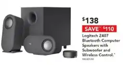 Harvey Norman Logitech Z407 Bluetooth Computer Speakers with Subwoofer and Wireless Control offer