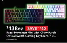 Harvey Norman Razer huntsman mini with clicky purple optical switch gaming keyboard offer