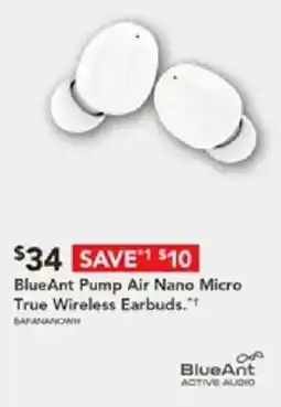 Harvey Norman BlueAnt Pump Air Nano Micro True Wireless Earbuds offer