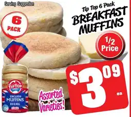 Farmer Jack's Tip top breakfast muffins offer
