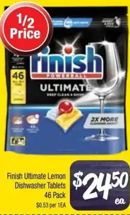 Farmer Jack's Finish ultimate lemon dishwasher tablets offer