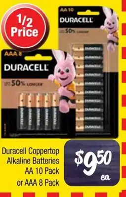 Farmer Jack's Duracell coppertop alkaline batteries aa 10 pack or aaa 8 pack offer