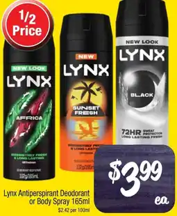 Farmer Jack's Lynx Antiperspirant Deodorant or Body Spray offer