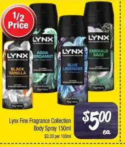 Farmer Jack's Lynx fine fragrance collection body spray offer