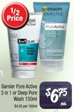 Farmer Jack's Garnier Pure Active 3 in 1 or Deep Pore Wash offer