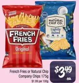 Farmer Jack's French Fries or Natural Chip Company Chips offer