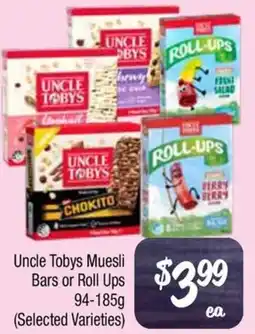 Farmer Jack's Uncle Tobys Muesli Bars or Roll Ups offer