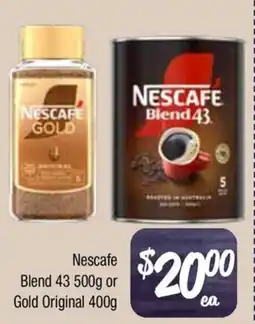 Farmer Jack's NESCAFE Blend 43 500g or Gold Original 400g offer