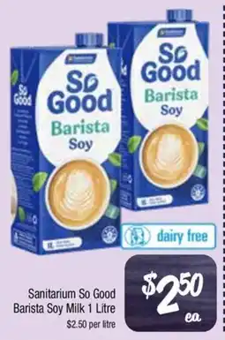 Farmer Jack's Sanitarium so good barista soy milk offer