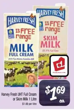 Farmer Jack's Harvey fresh uht full cream or skim milk offer