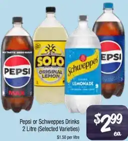 Farmer Jack's Pepsi or Schweppes Drinks offer