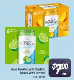 Farmer Jack's Mount franklin lightly sparkling mineral water offer
