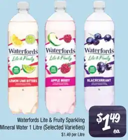 Farmer Jack's Waterfords lite & fruity sparkling mineral water offer