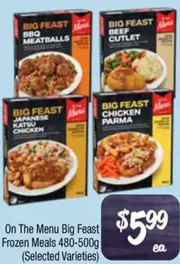 Farmer Jack's On The Menu Big Feast Frozen Meals offer