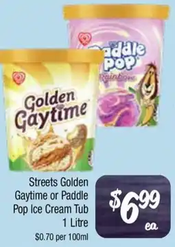 Farmer Jack's Streets Golden Gaytime or Paddle Pop Ice Cream Tub offer