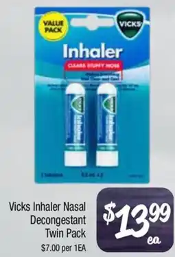 Farmer Jack's Vicks Inhaler Nasal Decongestant Twin Pack offer