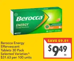 Supa Valu Berocca Energy Effervescent Tablets offer