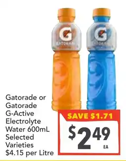 Supa Valu Gatorade or Gatorade G-Active Electrolyt Water offer