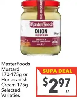 Supa Valu Masterfoods mustard 170-175g or horseradish cream 175g selected varieties offer