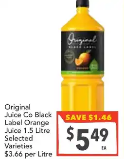 Supa Valu Original juice co black label orange juice offer