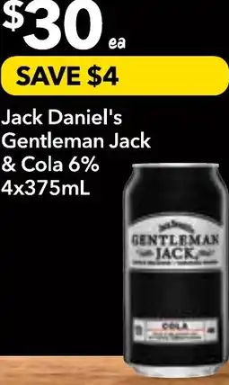 Supa Valu Jack Daniel's Gentleman Jack & Cola 6% offer