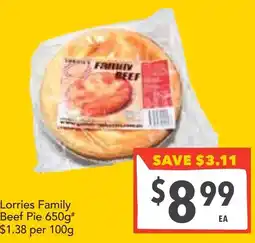 Lorries Family Beef Pie