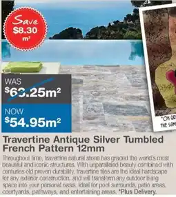 Travertine Antique Silver Tumbled French Pattern