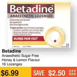 Betadine Anaesthetic Sugar Free Honey & Lemon Flavour