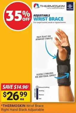 Cincotta Chemist THERMOSKIN Wrist Brace Right Hand Black Adjustable offer
