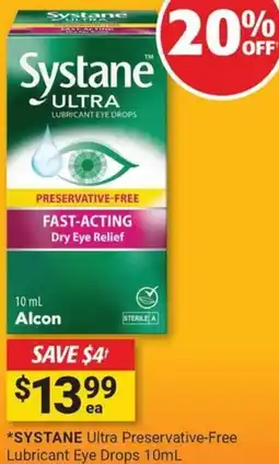 Cincotta Chemist SYSTANE Ultra Preservative-Free Lubricant Eye Drops offer
